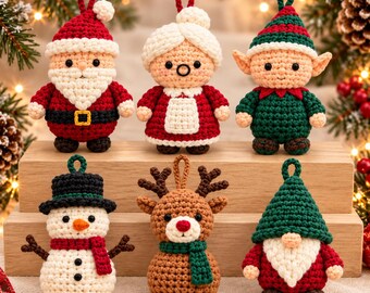 Christmas Crochet Pattern Bundle: 24 Amigurumi Keychains & Ornaments, PDF Drafts
