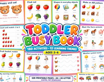 Toddler Busy Book Printable: 180 Preschool Activities, Learning Binder PDF for Ages 2–6