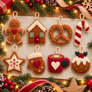 Christmas Felt Ornament Pattern Bundle 48 Nordic and Gingerbread Designs, PDF SVG