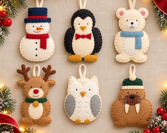 Felt Christmas Ornament Patterns PDF 24 Designs, Two Sizes & Hand Sewing Guides