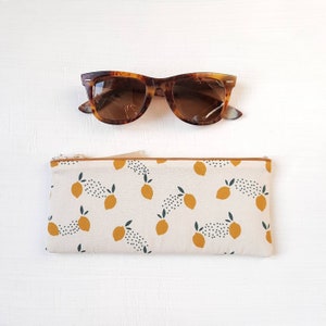 Etui à lunettes molletonné en tissu citron / Etui à lunettes souple / Pochette lunettes de soleil / Cadeau femme