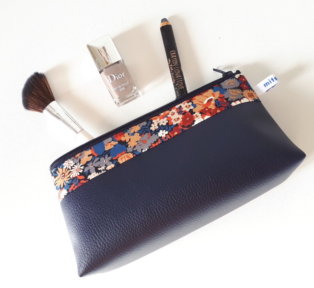 Navy Blue Makeup Bag and Liberty of London Thorpe Fabric Etsy