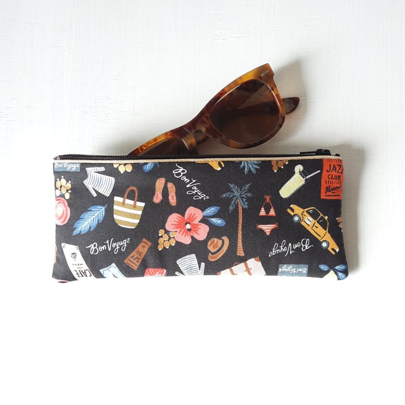 Etui à lunettes molletonné en tissu Bon Voyage Rifle Paper Co / Etui à lunettes de soleil souple / Cadeau femme fête des mères image 3