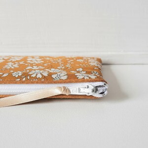 Etui à lunettes molletonné en tissu Liberty of London Capel moutarde / Etui à lunettes de soleil souple / Cadeau Fête des mères image 3