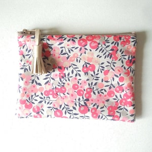 Portamonete piccolo in tessuto corallo Liberty Wiltshire / astuccio Liberty of London / Regalo da donna / Prodotto in Francia