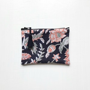 Petite pochette porte monnaie en tissu indien block print / Trousse tissu indien / Cadeau femme / Création artisanale