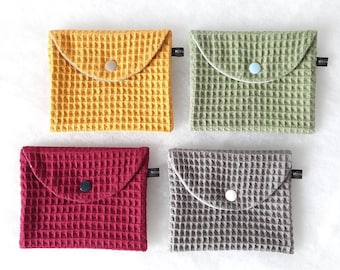 Waterproof soap pouch in honeycomb and coated cotton / solid shampoo pouch / travel soap storage case