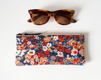 Etui à lunettes molletonné en tissu Liberty of London Thorpe / Etui à lunettes de soleil souple / Cadeau femme