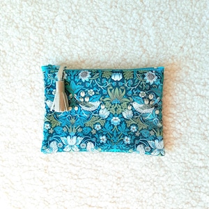 Petite pochette en tissu Liberty Strawberry Thief / Porte monnaie Liberty / Trousse Liberty of London / Cadeau femme