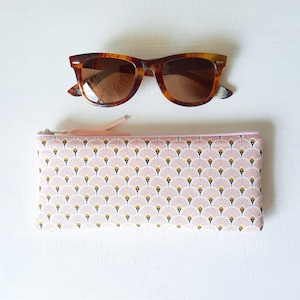 Etui à lunettes molletonné en tissu rose / Etui à lunettes de soleil souple / Cadeau femme