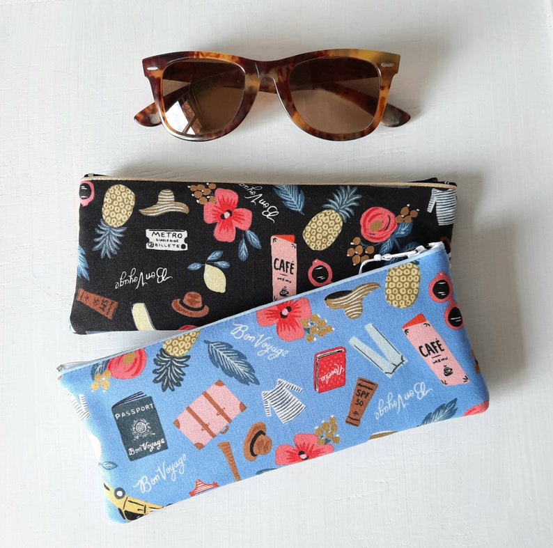 Etui à lunettes molletonné en tissu Bon Voyage Rifle Paper Co / Etui à lunettes de soleil souple / Cadeau femme fête des mères image 7