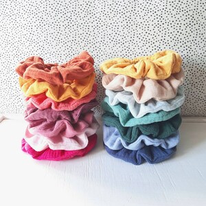 Children&#39;s hair scrunchie in double cotton gauze / Set of elastic scrunchies of your choice / Handmade gift