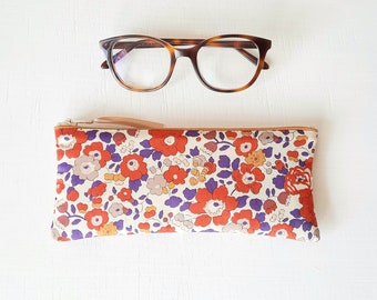 Etui à lunettes molletonné en tissu Liberty of London Betsy / Etui lunettes de soleil souple femme / Cadeau Fête des mères