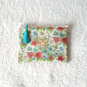 Petite pochette en tissu Liberty Tigers / Porte monnaie Liberty / Trousse Liberty of London / Cadeau femme