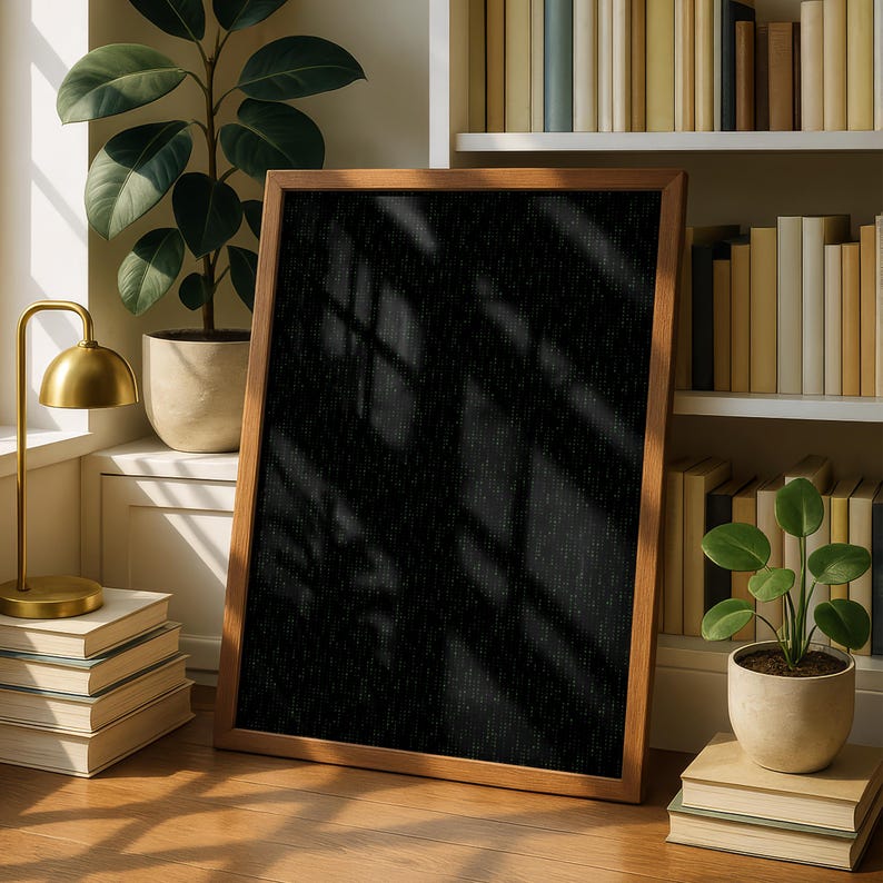 Binary Code Pattern Art Print, Green on Black Computer Coding Wall Art