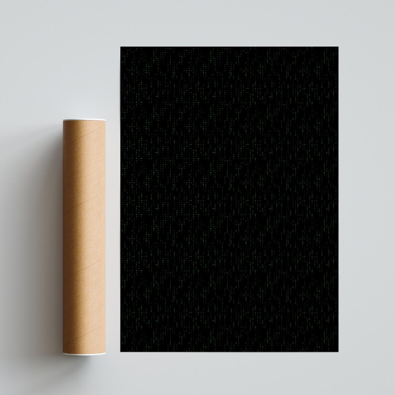 Binary Code Pattern Art Print, Green on Black Computer Coding Wall Art