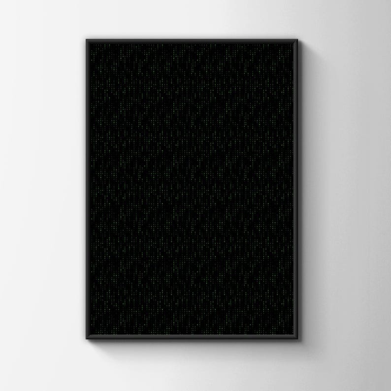 Binary Code Pattern Art Print, Green on Black Computer Coding Wall Art