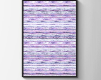 Pastel Purple Stripes Pattern Art Print, Lavender and Pink Horizontal Stripe Wall Art
