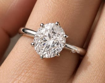 Gold Round Cut Forever One Moissanite Wedding Anniversary Ring, 2 Ct Moissanite 14k Gold Solitaire Ring for Her, Birthday Gift for Her
