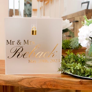 Wedding Card Box with Lock and Key, Clear Elegant Acrylic Card Box, Custom Lockable Card Box