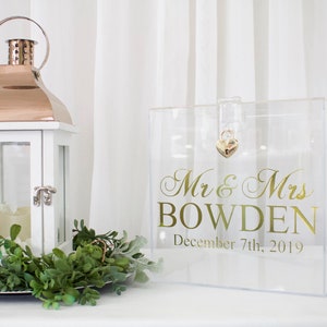Personalized Acrylic Wedding Card Box with Lock (10x10x10)
