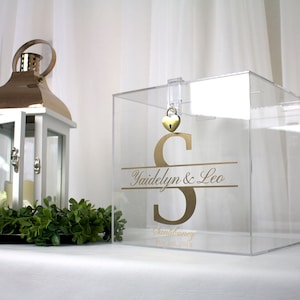 Personalized Acrylic Wedding Card Box with Lock: Keepsake Money Box