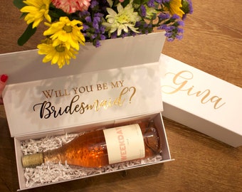 Bridesmaid Proposal Box/Personalized Bridesmaid Box/Will You Be My Bridesmaid Box/Thank you/Wine Gift Box/ EMPTY inside WINE NOT included*