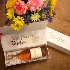 Wine Gift Box / Bridesmaid Proposal Box/Personalized Wine Box/Will You Be My Bridesmaid Box/Thank you/ EMPTY inside WINE NOT included*