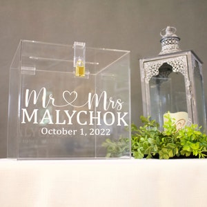 Personalized Acrylic Wedding Card Box with Lock