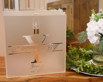 Wedding Card Box with Lock and Key, Clear Elegant Acrylic Card Box, Custom Lockable Card Box