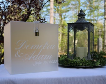 Wedding Card Box with Lock and Key, Clear Elegant Acrylic Card Box, Custom Lockable Card Box