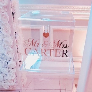 Wedding Card Box | Card box for Wedding | Wedding Card Box with Lock | Wedding Money Box | Keepsake Box | Custom Acrylic Box with Lock & Key