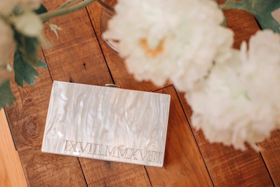 Glitter BRIDE Acrylic Box Clutch main image 1