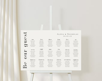 Custom Seating Chart Template Download |  Modern Design | Wedding Calligraphy INSTANT Download | Minimalist Seating Printable Editable Sign