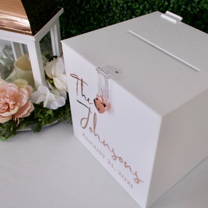 Personalized White Acrylic Wedding Card Box With Lock - Etsy