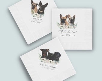 Custom Cocktail Napkins| Full Color Personalized Pet Wedding Cocktail Napkins | Custom Wedding Napkins| Wedding Decor | Bar Pet Napkins