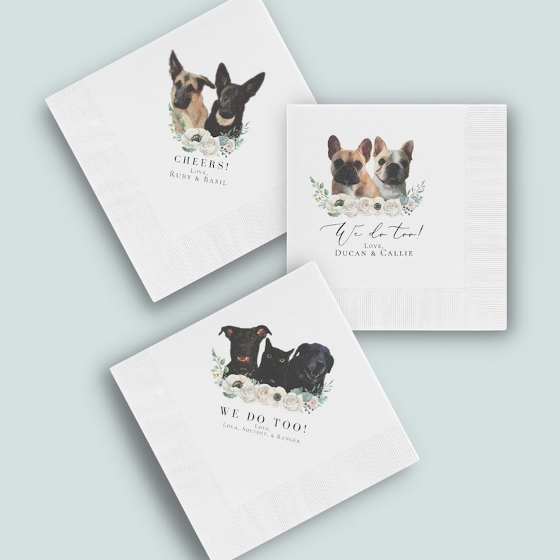 Custom Cocktail Napkins Full Color Personalized Pet Wedding Etsy