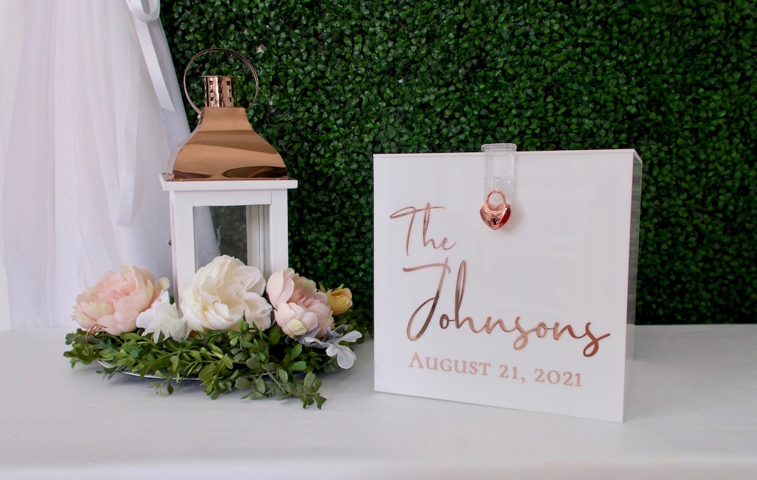 Personalized White Acrylic Wedding Card Box With Lock - Etsy