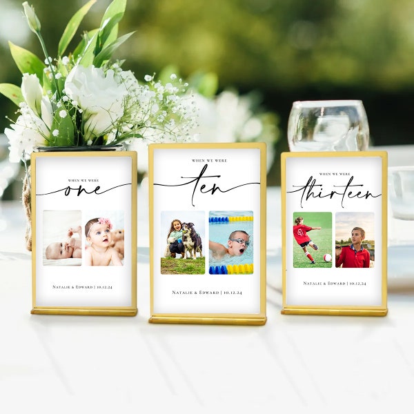 When We Were Age Wedding Table Numbers, Printable Photo Table Numbers, Editable Table Number Template, Table Number Signs, Wedding Signage