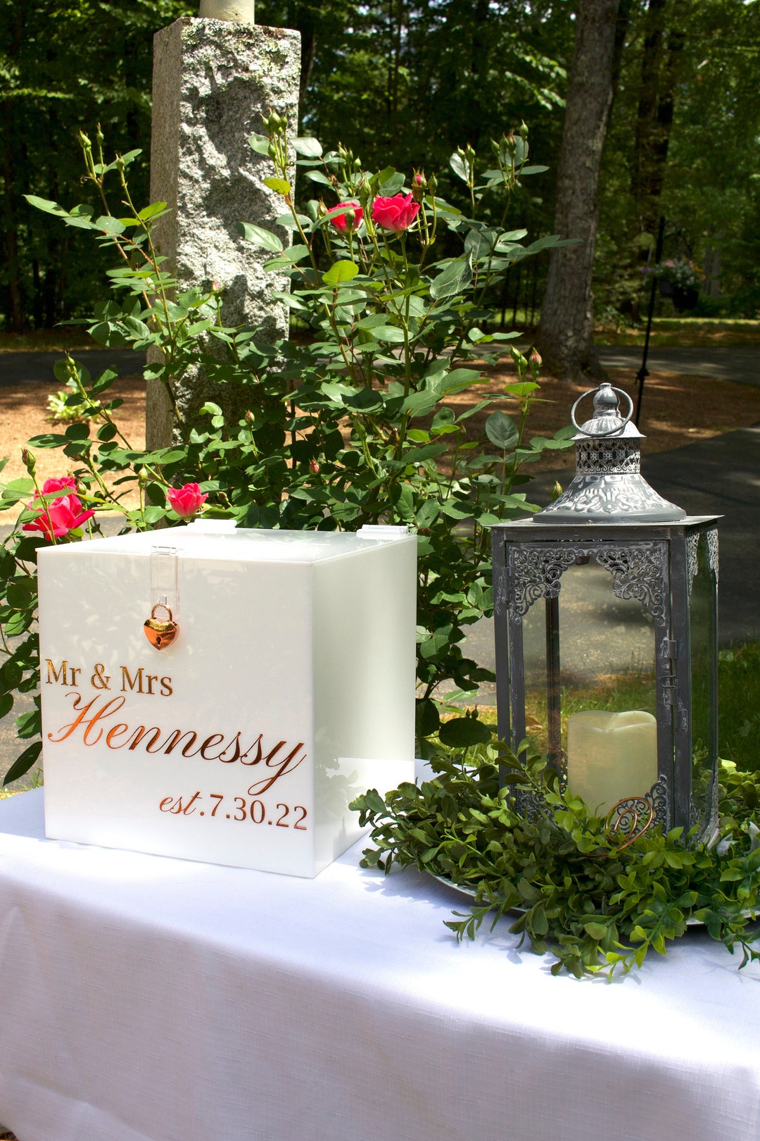 Personalized White Acrylic Wedding Card Box With Lock - Etsy