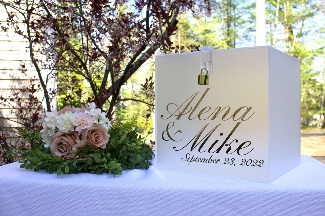 Personalized Frosted Acrylic Card Box With Lock and Key HIGH Etsy