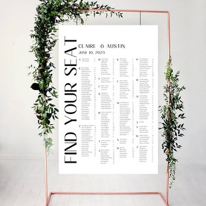 Alphabetical seating chart template Download Minimalist Seating Alphabetized Printable Seating Plan Editable Sign