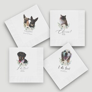 Custom Cocktail Napkins| Full Color Personalized Pet Wedding Cocktail Napkins | Custom Wedding Napkins| Wedding Decor | Bar Pet Napkins