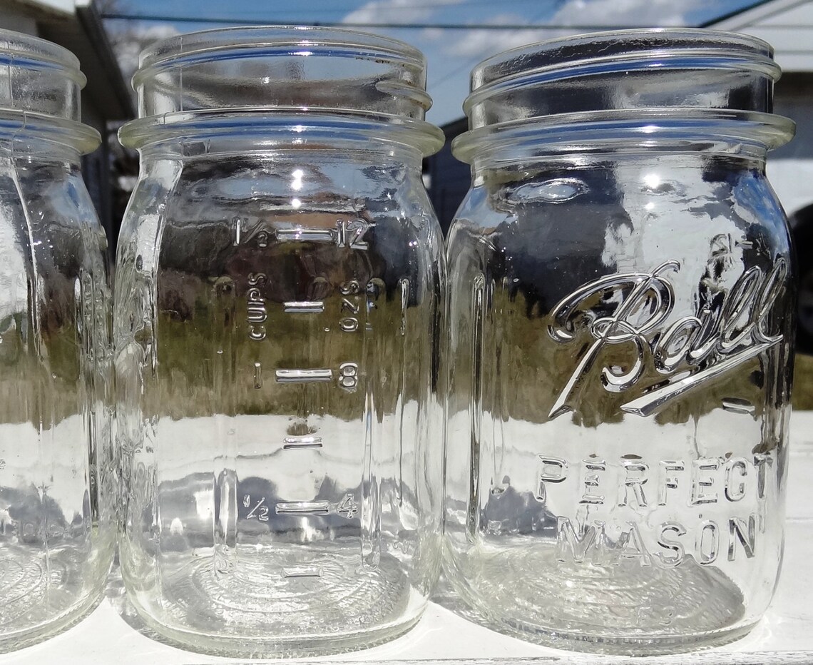 4 Ball Perfect Mason Square Pint Canning Jars With Measuring Etsy