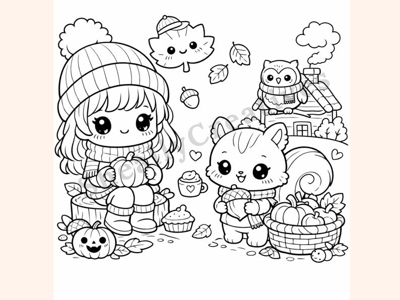 Simple Autumn Coloring Book: Cozy Fall Scenes, Pumpkins, Harvest ...
