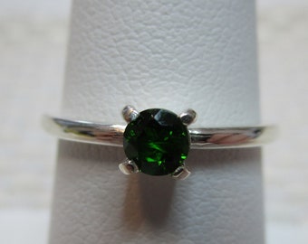 Round Cut Chrome Diopside Ring in Sterling Silver  #2820