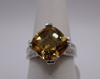 Cushion Cut Citrine and Topaz Ring in Sterling Silver  #3372