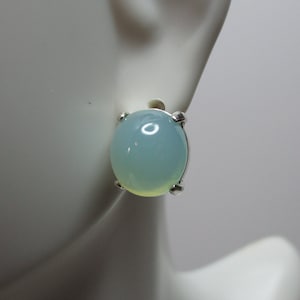 Oval Cabochon Cut Chalcedony Earrings in Sterling Silver  #3087