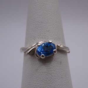 Oval Cut Royal Blue Brazilian Topaz Ring in Sterling Silver - size 5.75                       #3190