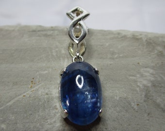 Oval Cabochon Cut Kyanite Necklace in Sterling Silver  #3536